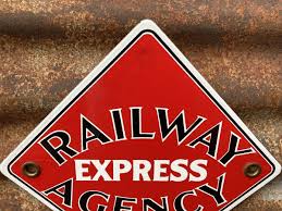 Vintage Railway Express Agency red/black/white Porcelain ...