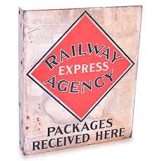 Railway Express Agency Double Sided Porcelain Flange Sign