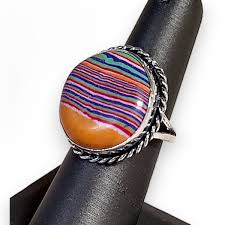 Silver Plated Rainbow Calsilica 8 Ring Fashion Rings for sale | eBay