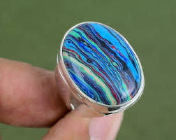 Handmade Rainbow Calsilica Ring: 925 Sterling Silver ...