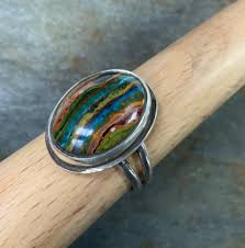 Sterling Silver Rainbow Calsilica Ring Size 8.5 | Evitts ...
