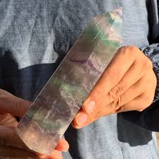 1.43LB Natural rainbow fluorite quartz crystal obelisk wand ...