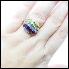 Vintage Sterling Silver Multi Stone Fashion Ring. For Sale at Ruby Lane