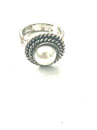 Vintage Silver Tone & Faux Pearl Ring Size 7 - Etsy