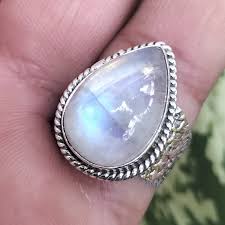 Handmade Pear Rainbow Moonstone Ring: 925 Sterling Silver - Etsy