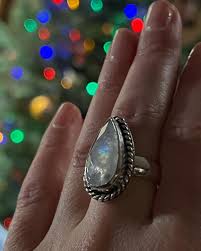Rose Cut Rainbow Moonstone Sterling Silver Ring | Metal Jems