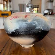 Raku Vase Studio Art Pottery Matte Glaze Signed Mlt 1992 | Chairish