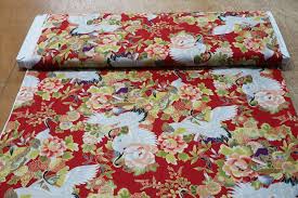 Sevenberry Scarlet Cranes 100% Cotton Made in Japan - Etsy