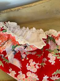 Vintage Japanese Kimono Flying Cranes on Red Silk Evening ...