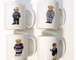 Vintage Ralph Lauren Polo Teddy Bear Mugs (1997) Set of 4 ...