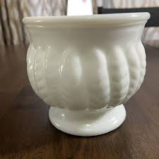 Vintage Randall Milk Glass White Wheat Feather Vase Planter ...