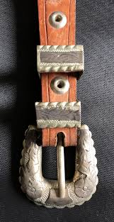 Vintage Ladies cowhide belt with Sterling silver belt buckle ...