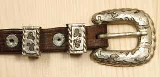 Lovely Vintage Mexico Leather Belt with Silver Buckle DFI ...