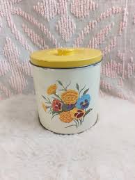 Vtg MCM Decoware Metal Kitchen Floral Tin Canister - Etsy