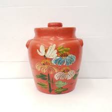 Vintage Ransburg Pottery Hand Painted Flowers Stoneware Crock Cookie Jar - Collectible Cookie Jar - - Etsy