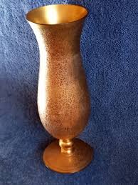 Vtg Mid Century Ransgil Crystal Vase 22 Karat Gold Floral ...