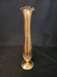 Vintage West Virginia Glass 22k Gold Speckled Bud Vase ...