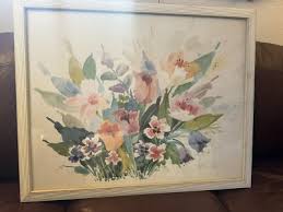Framed Signed Robert A. Fleming Flower Floral Watercolor ...