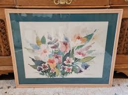 Framed Signed Robert A. Fleming Flower Floral Print Large 35 ...
