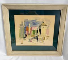 Mid Century Cityscape Painting | eBay