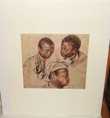 JEAN ANTOINE WATTEAU "THREE NEGRO BOYS" LITHOGRAPH BY PENN ...