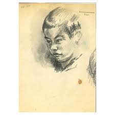 Mino Maccari, The Portrait of a Boy, Original Drawing, 1950s ...