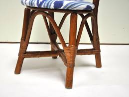 Vintage Bamboo Dining Chairs With Majorcan Design Upholstery ...