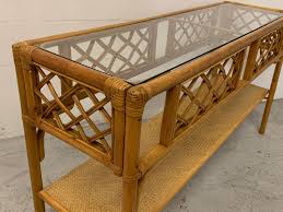 Rattan and Glass Console Table at 1stDibs | rattan console table, rattan wicker console table, rattan sofa table
