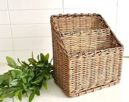 Vintage Wicker Desk Organizer, Boho Decor - Etsy