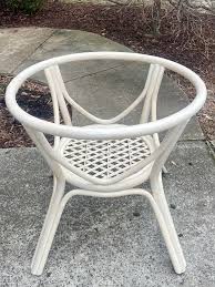 Late 20th Century Vintage Rattan Pencil Reed Dining Table Base & 4 Chairs - Set of 5 | Chairish