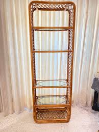 Vintage Lattice Style Bamboo and Rattan Etagere For Sale at 1stDibs | vintage rattan etagere, rattan etagere vintage