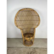 Vintage Rattan Fan Back Peacock Chair | Chairish