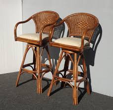 Pair Vintage Swivel Barstools Mid Century Modern Bamboo White Bar Stools | eBay