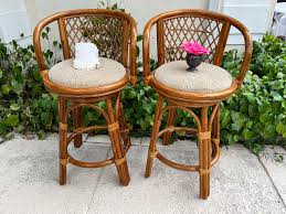ON HOLD PAIR Bamboo Rattan Swivel Stools, Coastal Island Style Rattan Swivel Bar Stools, Vintage Rattan Stools Seat is 24 1/2” From Ground - Etsy Israel