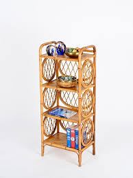 Vivai del Sud Italian Bookcase Etagere Four Shelves in Bamboo and Rattan, 1970s For Sale at 1stDibs