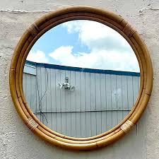 Vintage Coastal Bent Rattan Mirror at 1stDibs