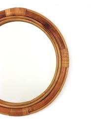 Spanish Rattan Bamboo Round Wall Mirror, 1950s For Sale at ...