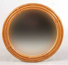 Lot - Round Bamboo Framed Mirror