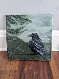 Raven Decor, Spooky Art, Moody Painting, Medieval Decor ...