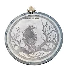 Medieval Warrior Shield carved wood Round raven cosplay armor Battle Shield 22" | eBay