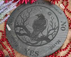 Pendulum Board With Crow for Answers, Witchcraft Divination Tools for Spirit, Altar Decor, Black Divination Board, 2 Gift Card - Etsy