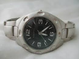 Ravinia Watch Silver Toned Stainless Steel Black Round Face ...