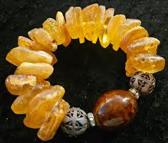 Mexican Amber Copper & Porcelain Stretch Couture Bracelet Bold Chunk – KatKoutureJewelry