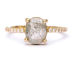 Iceland Salt and Pepper Oval on Pave Diamond Band – MTD