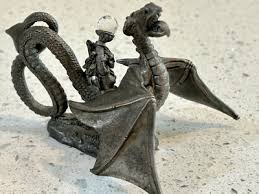 Spoontiques Pewter Dragon w/Female Dragonrider & Crystal Ball - MR615 * Rare * | eBay