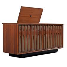 Danish Walnut Credenza Style RCA Console Stereo, Fully Serviced and Working at 1stDibs | rca record player cabinet, rca stereo console, rca console record player