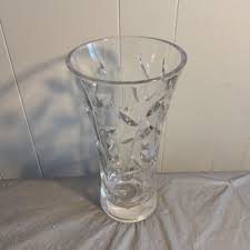 11.75" Leaf Design Clear Glass Vase - Etsy