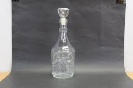 Vintage Tall Clear Glass Liquor Decanter With Ornate Pressed ...