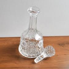 Vintage Glass Liquor Decanter: Floral Diamond Pattern, Heavy ...