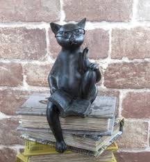 Antique-finished Cat Figurine in Adorable Reading Pose | eBay